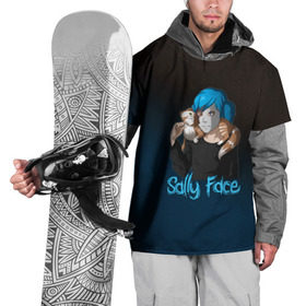 Накидка на куртку 3D с принтом Sally Face в Белгороде, 100% полиэстер |  | sally face | гизмо | девид | девочка | игра | лари | ларри | мальчик | маска | мрачная | на лице | пых | с протезом | сал | сали | салли | салли фейс | фейс | фэйс | эддисон | эшли
