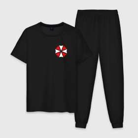 Мужская пижама хлопок с принтом UMBRELLA CORP (НА СПИНЕ) в Белгороде, 100% хлопок | брюки и футболка прямого кроя, без карманов, на брюках мягкая резинка на поясе и по низу штанин
 | ada wong | biohazard | game | gamer | leon | logo | mistic | raccoon city | re2 | resident evil 2 | rpd | stars | umbrella | ада вонг | амбрелла | зомби | игра | мистика | ужасы