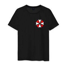 Мужская футболка хлопок с принтом UMBRELLA CORP (НА СПИНЕ) в Белгороде, 100% хлопок | прямой крой, круглый вырез горловины, длина до линии бедер, слегка спущенное плечо. | ada wong | biohazard | game | gamer | leon | logo | mistic | raccoon city | re2 | resident evil 2 | rpd | stars | umbrella | ада вонг | амбрелла | зомби | игра | мистика | ужасы
