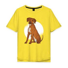Мужская футболка хлопок Oversize с принтом Родезийский риджбек в Белгороде, 100% хлопок | свободный крой, круглый ворот, “спинка” длиннее передней части | rhodesian ridgeback | ridgeback | риджбек | собака | собаки