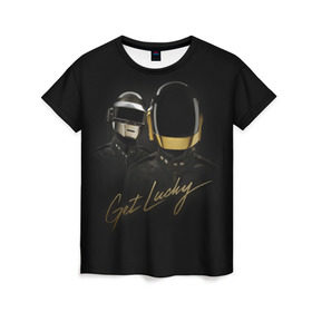 Женская футболка 3D с принтом Daft Punk в Белгороде, 100% полиэфир ( синтетическое хлопкоподобное полотно) | прямой крой, круглый вырез горловины, длина до линии бедер | daft punk | electronic | house | human | music | robot | дафт панк | музыка | синти поп | хаус | электроника