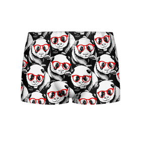Мужские трусы 3D с принтом Панды в красных очках в Белгороде, 50% хлопок, 50% полиэстер | классическая посадка, на поясе мягкая тканевая резинка | Тематика изображения на принте: animals | bears | funny | head | muzzl | pandas | red | весёлые | взгляд | голова | графика | животные | искусство | картинка | красивый | красные | крутой | медведи | мода | модный | молодёжная | очки | панды | рисунок