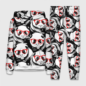 Женский костюм 3D (с толстовкой) с принтом Панды в красных очках в Белгороде,  |  | Тематика изображения на принте: animals | bears | funny | head | muzzl | pandas | red | весёлые | взгляд | голова | графика | животные | искусство | картинка | красивый | красные | крутой | медведи | мода | модный | молодёжная | очки | панды | рисунок