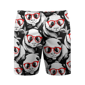 Мужские шорты спортивные с принтом Панды в красных очках в Белгороде,  |  | animals | bears | funny | head | muzzl | pandas | red | весёлые | взгляд | голова | графика | животные | искусство | картинка | красивый | красные | крутой | медведи | мода | модный | молодёжная | очки | панды | рисунок