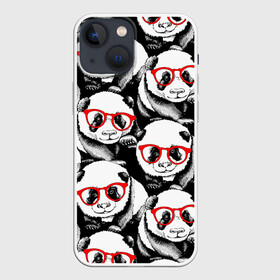 Чехол для iPhone 13 mini с принтом Панды в красных очках в Белгороде,  |  | animals | bears | funny | head | muzzl | pandas | red | весёлые | взгляд | голова | графика | животные | искусство | картинка | красивый | красные | крутой | медведи | мода | модный | молодёжная | очки | панды | рисунок
