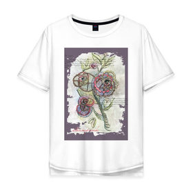 Мужская футболка хлопок Oversize с принтом Механический цветок в Белгороде, 100% хлопок | свободный крой, круглый ворот, “спинка” длиннее передней части | steampunk | механика | ретро | рисунок | стимпанк | цветы