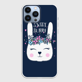 Чехол для iPhone 13 Pro Max с принтом Sweet bunny в Белгороде,  |  | art | creat | drawing | graphics | picture | белый | влюбленный | графика | день святого валентина | заяц | зеленый | искусство | картинка | кролик | крутой | лучший | любовь | модный | подарок | праздник | пушистый