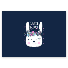 Поздравительная открытка с принтом Sweet bunny в Белгороде, 100% бумага | плотность бумаги 280 г/м2, матовая, на обратной стороне линовка и место для марки
 | art | creat | drawing | graphics | picture | белый | влюбленный | графика | день святого валентина | заяц | зеленый | искусство | картинка | кролик | крутой | лучший | любовь | модный | подарок | праздник | пушистый