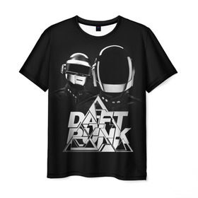 Мужская футболка 3D с принтом Daft Punk в Белгороде, 100% полиэфир | прямой крой, круглый вырез горловины, длина до линии бедер | Тематика изображения на принте: daft punk | electronic | house | human | music | robot | дафт панк | музыка | синти поп | хаус | электроника