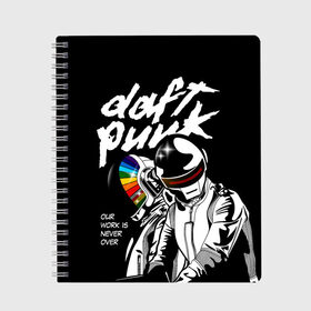 Тетрадь с принтом Daft Punk в Белгороде, 100% бумага | 48 листов, плотность листов — 60 г/м2, плотность картонной обложки — 250 г/м2. Листы скреплены сбоку удобной пружинной спиралью. Уголки страниц и обложки скругленные. Цвет линий — светло-серый
 | daft punk | electronic | house | human | music | robot | дафт панк | музыка | синти поп | хаус | электроника