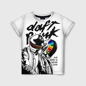 Детская футболка 3D с принтом Daft Punk в Белгороде, 100% гипоаллергенный полиэфир | прямой крой, круглый вырез горловины, длина до линии бедер, чуть спущенное плечо, ткань немного тянется | daft punk | electronic | house | human | music | robot | дафт панк | музыка | синти поп | хаус | электроника