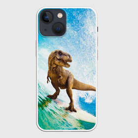 Чехол для iPhone 13 mini с принтом Серфер Юрского Периода в Белгороде,  |  | dinosaur | t rex | вода | грозовой | динозавр | динозавр ти рекс | динозавры | море | новинка | отдых | отпуск | прикол | путешествие | серфер | серфинг | серфингист | спорт | ти рекс | тиранозавр | юмор