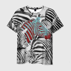 Мужская футболка 3D с принтом Зебры в Белгороде, 100% полиэфир | прямой крой, круглый вырез горловины, длина до линии бедер | big | арт | крупные арты | крупные принты | сумасшедшие арты