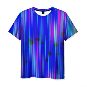 Мужская футболка 3D с принтом neon strokes в Белгороде, 100% полиэфир | прямой крой, круглый вырез горловины, длина до линии бедер | abstract | abstraction | comb | cyberpunk | texture | абстракция | бронь | броня | кибер панк | соты | стальные соты | текстуры