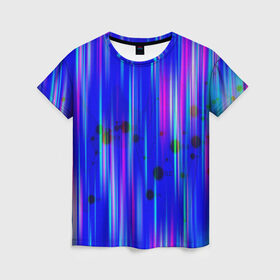Женская футболка 3D с принтом neon strokes в Белгороде, 100% полиэфир ( синтетическое хлопкоподобное полотно) | прямой крой, круглый вырез горловины, длина до линии бедер | abstract | abstraction | comb | cyberpunk | texture | абстракция | бронь | броня | кибер панк | соты | стальные соты | текстуры