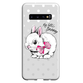 Чехол для Samsung Galaxy S10 с принтом My little Bunny в Белгороде, Силикон | Область печати: задняя сторона чехла, без боковых панелей | Тематика изображения на принте: art | best | cool | creativity | drawing | graphics | phonthasia | picture | trend | бант | белый | графика | животное | зайченок | зайчик | искусство | картинка | кролик | крутой | лучший | маленький | милый | модный | мой | пушистый