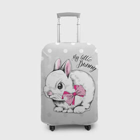 Чехол для чемодана 3D с принтом My little Bunny в Белгороде, 86% полиэфир, 14% спандекс | двустороннее нанесение принта, прорези для ручек и колес | art | best | cool | creativity | drawing | graphics | phonthasia | picture | trend | бант | белый | графика | животное | зайченок | зайчик | искусство | картинка | кролик | крутой | лучший | маленький | милый | модный | мой | пушистый