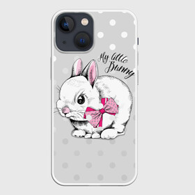 Чехол для iPhone 13 mini с принтом My little Bunny в Белгороде,  |  | art | best | cool | creativity | drawing | graphics | phonthasia | picture | trend | бант | белый | графика | животное | зайченок | зайчик | искусство | картинка | кролик | крутой | лучший | маленький | милый | модный | мой | пушистый