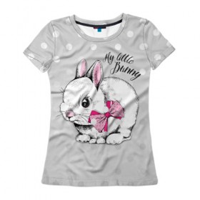 Женская футболка 3D с принтом My little Bunny в Белгороде, 100% полиэфир ( синтетическое хлопкоподобное полотно) | прямой крой, круглый вырез горловины, длина до линии бедер | art | best | cool | creativity | drawing | graphics | phonthasia | picture | trend | бант | белый | графика | животное | зайченок | зайчик | искусство | картинка | кролик | крутой | лучший | маленький | милый | модный | мой | пушистый