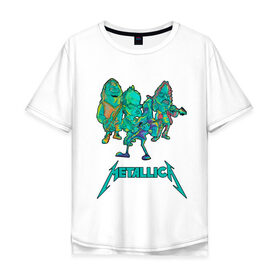 Мужская футболка хлопок Oversize с принтом Metallica зеленый неон в Белгороде, 100% хлопок | свободный крой, круглый ворот, “спинка” длиннее передней части | metal | metalhead | metallica | rock | джеймсхетфилд | кирк хэммет | ларс ульрих | металика | металл | металлика | роберт трухильо | робот | рок