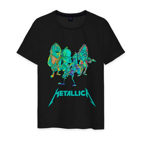 Мужская футболка хлопок с принтом Metallica зеленый неон в Белгороде, 100% хлопок | прямой крой, круглый вырез горловины, длина до линии бедер, слегка спущенное плечо. | Тематика изображения на принте: metal | metalhead | metallica | rock | джеймсхетфилд | кирк хэммет | ларс ульрих | металика | металл | металлика | роберт трухильо | робот | рок
