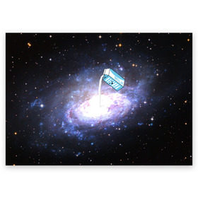Поздравительная открытка с принтом Milky Way в Белгороде, 100% бумага | плотность бумаги 280 г/м2, матовая, на обратной стороне линовка и место для марки
 | cosmos | milk | nasa | space | космос | млечный путь | молоко