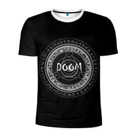 Мужская футболка 3D спортивная с принтом DoomRing в Белгороде, 100% полиэстер с улучшенными характеристиками | приталенный силуэт, круглая горловина, широкие плечи, сужается к линии бедра | Тематика изображения на принте: doom | doom 3 | дум | игра