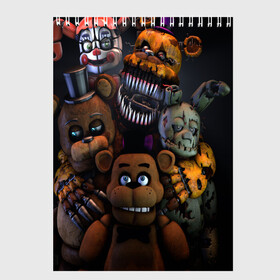 Скетчбук с принтом Five Nights at Freddys в Белгороде, 100% бумага
 | 48 листов, плотность листов — 100 г/м2, плотность картонной обложки — 250 г/м2. Листы скреплены сверху удобной пружинной спиралью | five nights at freddy s | game | horror | игры | механические куклы | ночь | охранник | пять ночей у фредди | светящиеся глаза | ужас