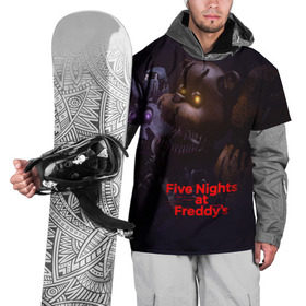 Накидка на куртку 3D с принтом Five Nights at Freddy`s в Белгороде, 100% полиэстер |  | Тематика изображения на принте: five nights at freddy s | game | horror | игры | механические куклы | ночь | охранник | пять ночей у фредди | светящиеся глаза | ужас