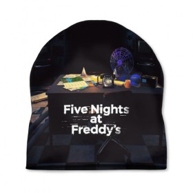 Шапка 3D с принтом Five Nights at Freddy`s в Белгороде, 100% полиэстер | универсальный размер, печать по всей поверхности изделия | five nights at freddy s | game | horror | игры | механические куклы | ночь | охранник | пять ночей у фредди | светящиеся глаза | ужас