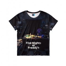 Детская футболка 3D с принтом Five Nights at Freddys в Белгороде, 100% гипоаллергенный полиэфир | прямой крой, круглый вырез горловины, длина до линии бедер, чуть спущенное плечо, ткань немного тянется | five nights at freddy s | game | horror | игры | механические куклы | ночь | охранник | пять ночей у фредди | светящиеся глаза | ужас