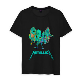Мужская футболка хлопок с принтом Metallica зеленый неон в Белгороде, 100% хлопок | прямой крой, круглый вырез горловины, длина до линии бедер, слегка спущенное плечо. | metal | metalhead | metallica | rock | джеймсхетфилд | кирк хэммет | ларс ульрих | металика | металл | металлика | роберт трухильо | робот | рок