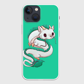 Чехол для iPhone 13 mini с принтом Милый дракон Хаку зеленый фон в Белгороде,  |  | аниме | дракон | унесённые призраками | хаку | хаяо миядзаки | япония