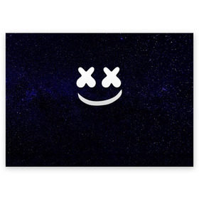 Поздравительная открытка с принтом Marshmello Cosmos в Белгороде, 100% бумага | плотность бумаги 280 г/м2, матовая, на обратной стороне линовка и место для марки
 | marshmello | диджей | звезды | клуб | клубная музыка | космос | маршмеллоу | маршмэлло | маршмэллоу | музыка | небо | ночь | электронная