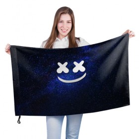 Флаг 3D с принтом Marshmello Cosmos в Белгороде, 100% полиэстер | плотность ткани — 95 г/м2, размер — 67 х 109 см. Принт наносится с одной стороны | marshmello | диджей | звезды | клуб | клубная музыка | космос | маршмеллоу | маршмэлло | маршмэллоу | музыка | небо | ночь | электронная