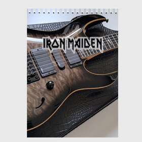 Скетчбук с принтом Iron Maiden в Белгороде, 100% бумага
 | 48 листов, плотность листов — 100 г/м2, плотность картонной обложки — 250 г/м2. Листы скреплены сверху удобной пружинной спиралью | бас | британия | брюс дикинсон | гитара | группа | дева | железная | метал | нико макбрэйн | рок | стив харрис | хеви | яник герс