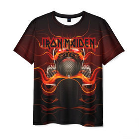 Мужская футболка 3D с принтом Iron Maiden в Белгороде, 100% полиэфир | прямой крой, круглый вырез горловины, длина до линии бедер | бас | британия | брюс дикинсон | гитара | группа | дева | железная | метал | нико макбрэйн | рок | стив харрис | хеви | яник герс