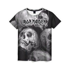 Женская футболка 3D с принтом Iron Maiden в Белгороде, 100% полиэфир ( синтетическое хлопкоподобное полотно) | прямой крой, круглый вырез горловины, длина до линии бедер | бас | британия | брюс дикинсон | гитара | группа | дева | железная | метал | нико макбрэйн | рок | стив харрис | хеви | яник герс