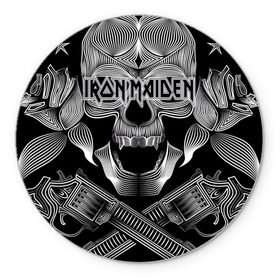 Коврик круглый с принтом Iron Maiden в Белгороде, резина и полиэстер | круглая форма, изображение наносится на всю лицевую часть | бас | британия | брюс дикинсон | гитара | группа | дева | железная | метал | нико макбрэйн | рок | стив харрис | хеви | яник герс