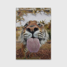 Обложка для паспорта матовая кожа с принтом Тигр показывает язык в Белгороде, натуральная матовая кожа | размер 19,3 х 13,7 см; прозрачные пластиковые крепления | голова | животные | кот | кошка | лев | лицо | прикол | прикольные | природа | смешные 
 животные | тигр | тигрица | юмор | язык