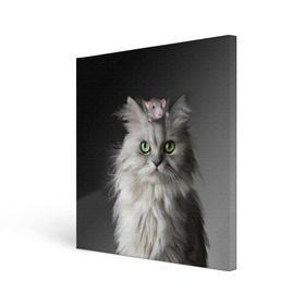 Холст квадратный с принтом Кот и мышка в Белгороде, 100% ПВХ |  | животные | кот | котенок | кошка | крыса | мышка | мышь | перс | персидский кот | серый