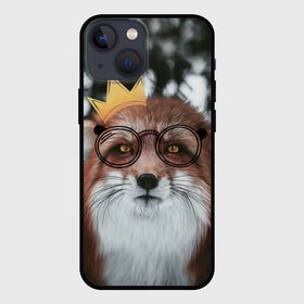 Чехол для iPhone 13 mini с принтом Лиса в Белгороде,  |  | голова | животные | корона | лиса | лиса в  очках | лиса в короне | лисичка | лицо | мордочка | очки | прикол | природа | рыжая | смешные животные | юмор