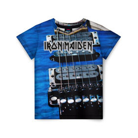 Детская футболка 3D с принтом Iron Maiden в Белгороде, 100% гипоаллергенный полиэфир | прямой крой, круглый вырез горловины, длина до линии бедер, чуть спущенное плечо, ткань немного тянется | бас | британия | брюс дикинсон | гитара | группа | дева | железная | метал | нико макбрэйн | рок | стив харрис | хеви | яник герс