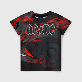 Детская футболка 3D с принтом AC/DC  в Белгороде, 100% гипоаллергенный полиэфир | прямой крой, круглый вырез горловины, длина до линии бедер, чуть спущенное плечо, ткань немного тянется | австралийская | ангус янг | блюз | группа | малькольм янг | рок | рок н ролл | стиви янг | хард