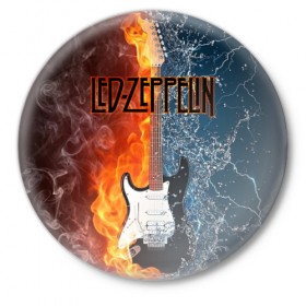 Значок с принтом Led Zeppelin в Белгороде,  металл | круглая форма, металлическая застежка в виде булавки | Тематика изображения на принте: блюз рок | британская | группа | джимми пейдж | джон пол джонс | роберт плант | рок | фолк рок | хард рок | хеви метал