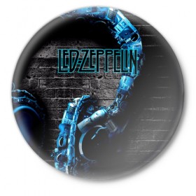 Значок с принтом Led Zeppelin в Белгороде,  металл | круглая форма, металлическая застежка в виде булавки | Тематика изображения на принте: блюз рок | британская | группа | джимми пейдж | джон пол джонс | роберт плант | рок | фолк рок | хард рок | хеви метал