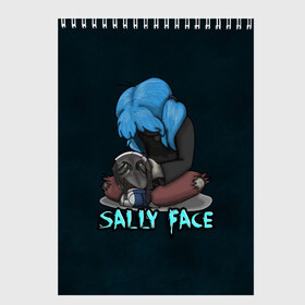 Скетчбук с принтом Sally Face в Белгороде, 100% бумага
 | 48 листов, плотность листов — 100 г/м2, плотность картонной обложки — 250 г/м2. Листы скреплены сверху удобной пружинной спиралью | sally face | игра | компьютерная игра | лицо | маска | протез | салли фейс | школа | шрамы