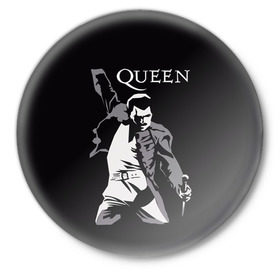Значок с принтом Queen в Белгороде,  металл | круглая форма, металлическая застежка в виде булавки | Тематика изображения на принте: queen | брайан мэи | британская | группа | джон дикон | королева | роджер тейлор | рок | фредди меркьюри