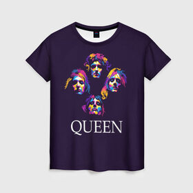 Женская футболка 3D с принтом Queen в Белгороде, 100% полиэфир ( синтетическое хлопкоподобное полотно) | прямой крой, круглый вырез горловины, длина до линии бедер | queen | брайан мэи | британская | группа | джон дикон | королева | роджер тейлор | рок | фредди меркьюри