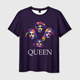 Мужская футболка 3D с принтом Queen в Белгороде, 100% полиэфир | прямой крой, круглый вырез горловины, длина до линии бедер | queen | брайан мэи | британская | группа | джон дикон | королева | роджер тейлор | рок | фредди меркьюри